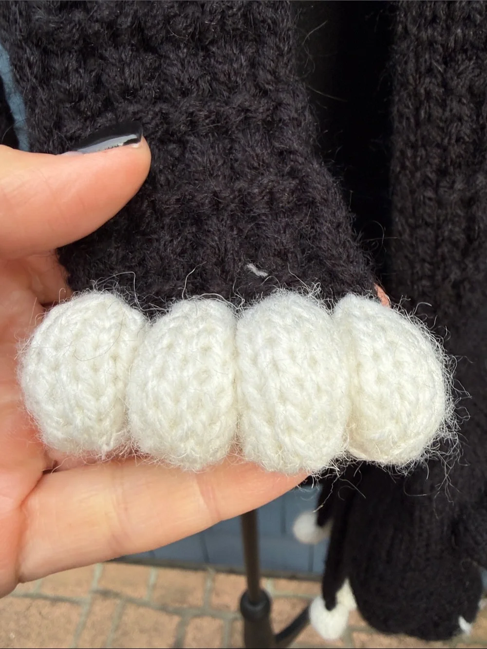 Black Cat Novelty Knit Scarf alpaca blend handmade